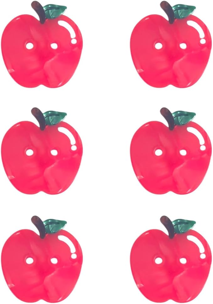 Cute Red Apple Buttons for Crafts,Acetate Button for Clothes,Cute Buttons for Sewing,Button Bulk,Pack of 6