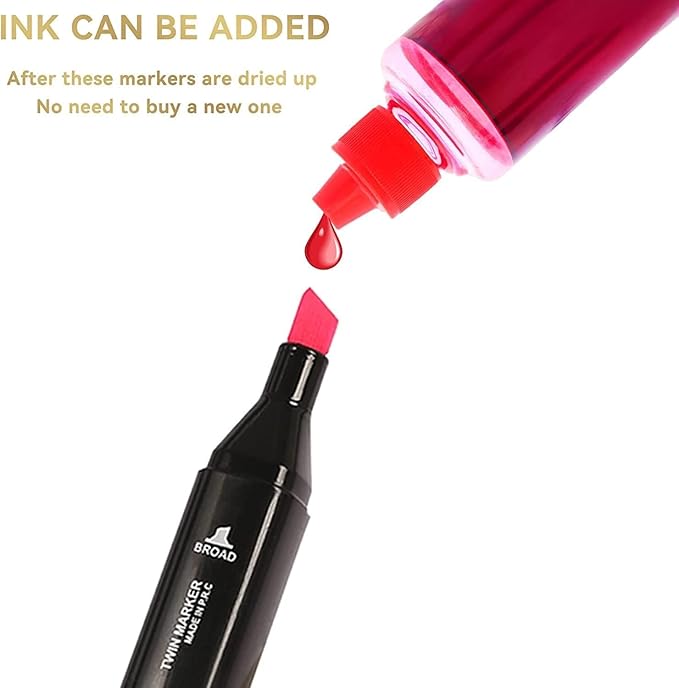 Alcohol Markers, 120 Colors Dual Tip Permanent Art Markers for Drawing,for Adult Coloring, Alcohol, Based Ink Ideal for Book Painting and Card Making