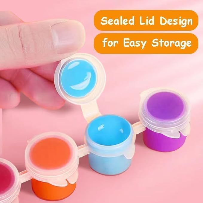20 Pack Mini Acrylic Paint Set,12 Color Acrylic Paint Strips with 40 Pcs Painting Brushes for Kids&Adults, 280 PCS Kids Paint Set Container Strips Storage for Home Classroom Party Favors Easter Gifts