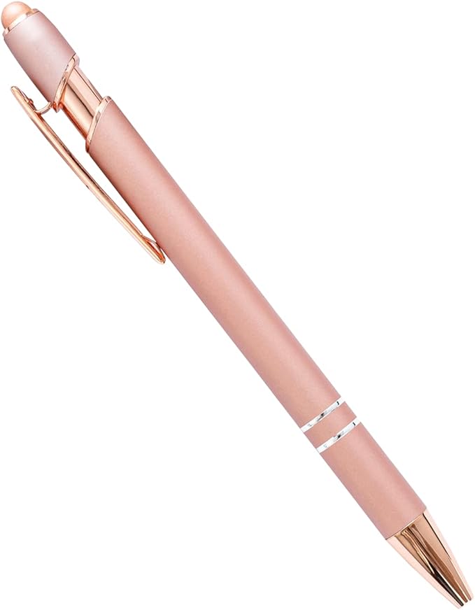 PASISIBICK 12 Pieces Ballpoint Pen with Stylus Tip, 2 in 1 Stylus Pens Stylish Pen, Metal Stylus Pen for Touch Screens, 1.0 mm Black Ink(Pack of 12)