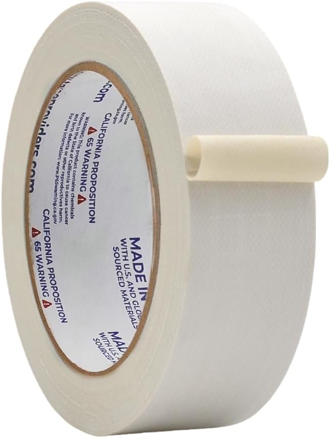 WOD GTC12 Gaffer Tape, White Low Gloss Finish Film, 1.5 inch x 60 ft. Residue Free, Non Reflective Cloth Fabric, Secure Cords, Water Resistant, Photography, Filming Backdrop, Production
