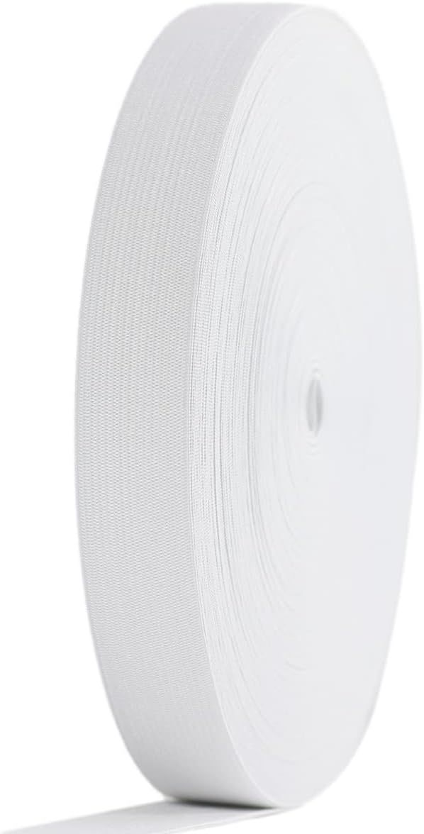 White Knit Elastic Band for Sewing 1inch 40 Yards -25mm Flat Heavy Stretchy Elastic Straps Elastic Band Spool for DIY Craft-Bedspread-Clothing-Pants Waistband-Wigs-Skirts- DIY Projects
