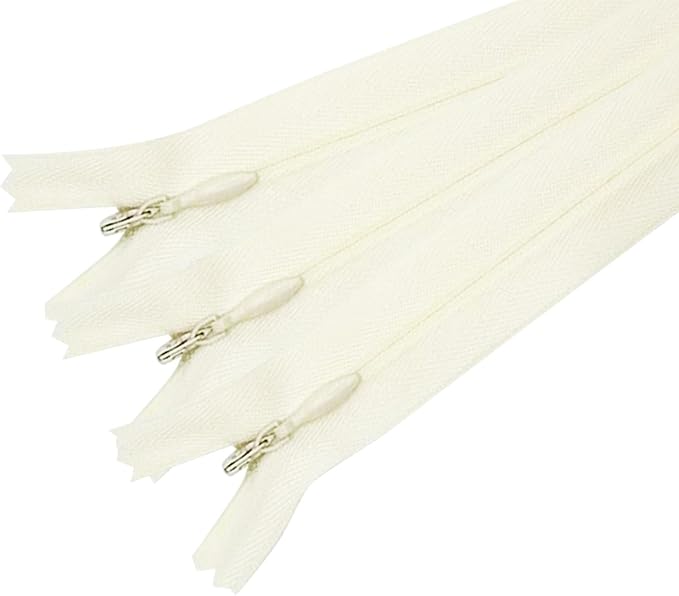 ANPURZII 3PCS #3 12 Inch Beige Invisible Zippers for Sewing Skirts, Nylon Coil Bulk Zippers for Pocket, Pillow(Beige 12" 3PCS)