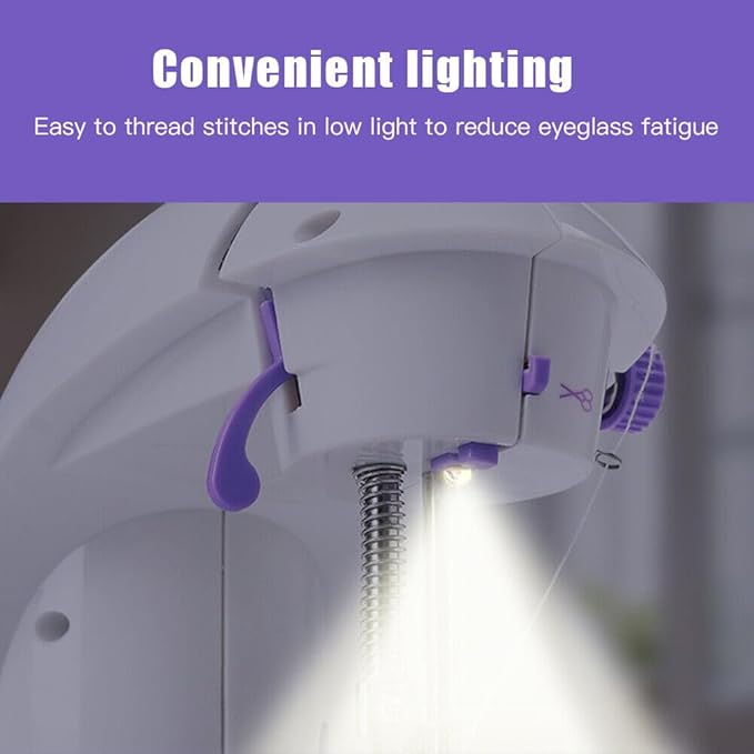 Portable Sewing Machine Beginners, Mini Sewing Machine with 2-Speed 2-Thread Stitches, Foot Pedal, Storage Drawer, LED Light, DIY Home Sewing Kit