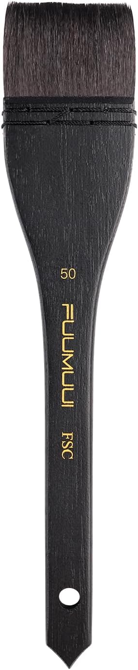 Flat Watercolor Brushes, Fuumuui 50mm Professional Squirrel Hair Flat Hake Brushes, Artists Scale Large Paint Brush with Long Handle for Watercolor and Acrylic Paints