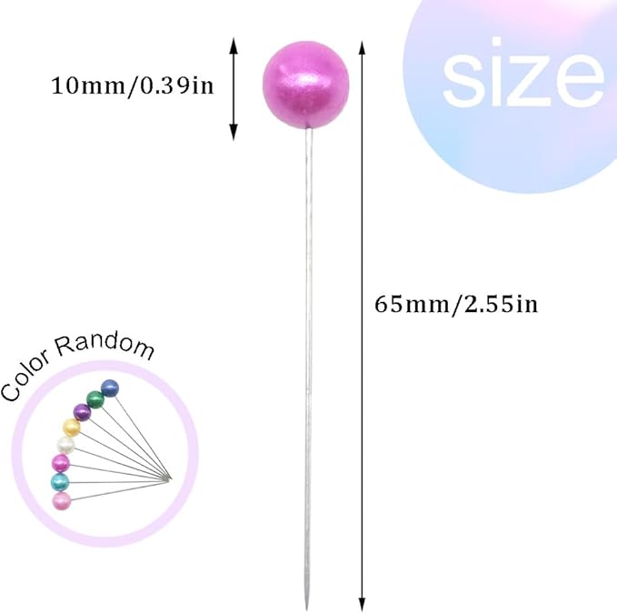 100 Pcs Multicolor Sewing Pins 65mm/2.55in Straight Pins Pearlized Ball Head Quilting Pin Corsage Stick Pin for Fabric Sewing Quilting and DIY Sewing Crafts (65mm/DT)