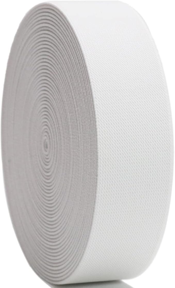 White Knit Elastic Band 1-1/2 inch 10 Yards 38mm Double-Side Twill Woven Elastic Heavy Stretch Straps Elastic Spool Band for Sewing Clothing Pants Waistband Wigs Skirts Craft DIY Projects