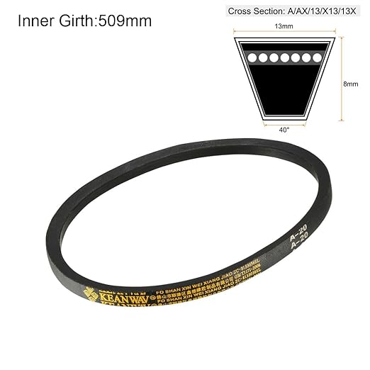 uxcell A20 Drive V-Belts 20" Inner Length 13mm Width 8mm Thick JIS Standard A-Section Rubber Drive Transmission Belt