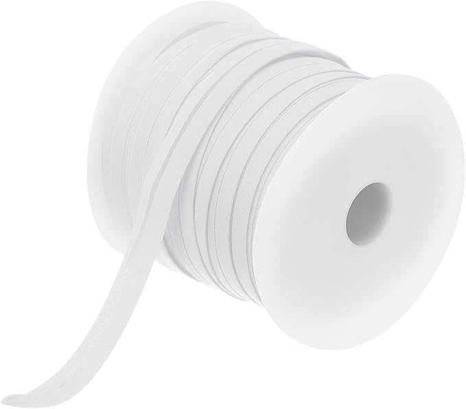 MECCANIXITY 1/2 Inch Single Fold Bias Tape Polyester Continuous Bulk Bias Tape for Sewing,Seaming Quilting Hemming Binding Crafts (White 50 Yards)
