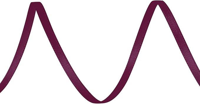 LIUYAXI Burgundy Double Faced Satin Ribbon, 1/8" X Continuous 100 Yards, Thin Ribbons Perfect for Gift Wrapping Wedding Invitation Card Hair Bows Tag Floral Arrangement DIY Craft