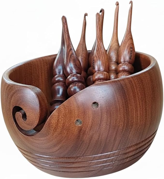 Personalized Wooden Yarn Bowl, Handmade Yarn Organizer Bowl, Rosewood Decorative Weaving Thread Storage bowls, Perfect for Mother's day Gifts