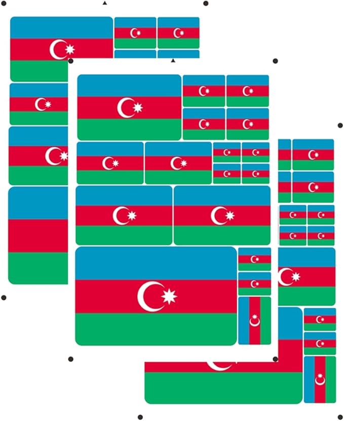 vmcoatdu Azerbaijan Azerbaidzhan Flag Laser Printing Sticker 3 Pcs Decal in Multiple Sizes Stickers (Red Azerbaijan)