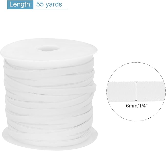 MECCANIXITY 1/4 Inch Double Fold Bias Tape Polyester Continuous Bulk Bias Tape for Sewing,Seaming Quilting Hemming Binding Crafts (White 55 Yards)