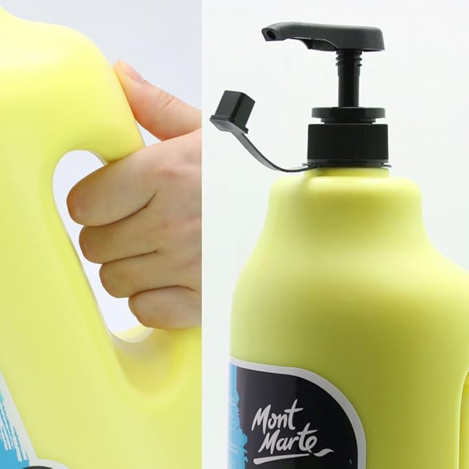 Mont Marte Discovery School Acrylic, Lemon Yellow, 1/2 Gallon (2 Liter). Ideal for Students and Artists. Excellent Coverage and Fast Drying. Pump Lid Included.