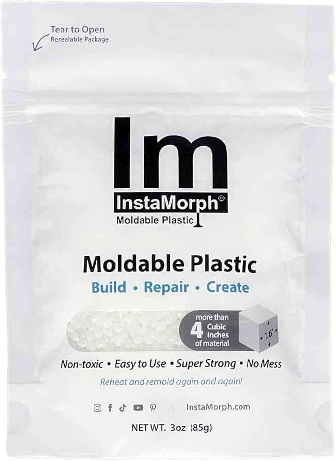 InstaMorph Reusable Moldable Plastic | Thermoplastic Beads, Meltable Polymorph Pellets | Lightweight Modeling Compound for DIY Crafts, Sculpting, Cosplay Accessories | Temporarily Repair | White, 3oz