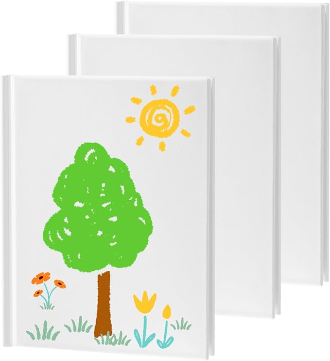 3 Pack 8.5x11 inch Hardcover Blank Book to Write Stories, Blank Hardcover Sketchbooks Journal（White，22 Sheets/ 44 Pages Each）