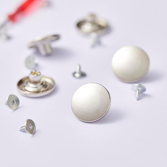 Alloy Jeans Button for Replacement,Super Hard,Quick Install,No Sewing,Skin&Clothes Protected,with Screw and Tool(Silver) 20mm 10pcs
