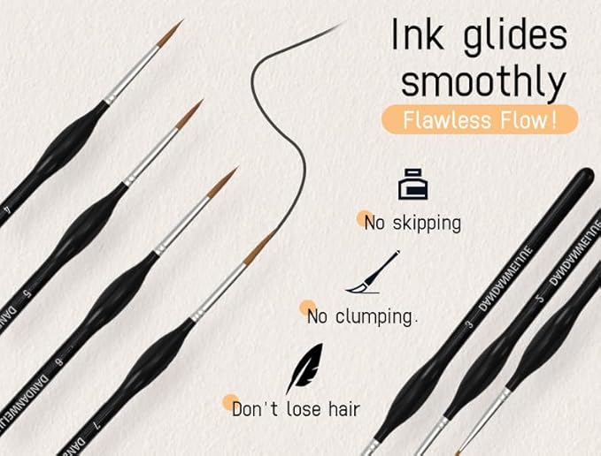 Detail Paint Brushes 11 Pcs for Acrylic, Oil Painting - Artist-Grade Nylon Bristles, Comfortable Handles, Ideal for Beginners & Artists