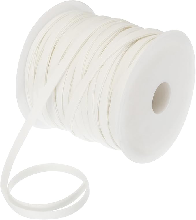 MECCANIXITY 1/4 Inch Double Fold Bias Tape Polyester Continuous Bulk Bias Tape for Sewing,Seaming Quilting Hemming Binding Crafts (Beige White 55 Yards)