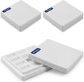 MEEDEN 3 Pack Ceramic Palettes with Cover, Painting Palette for Watercolor Gouache Color Mixing, Pure White Porcelain Palette, Multi-Functional Palette for Hobby and Crafts