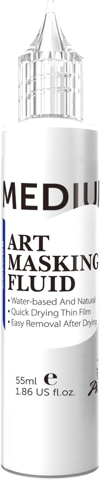 PHOENIX Masking Fluid for Watercolor Painting - 55ml / 1.86 fl Oz Liquid Masking Fluid Pen Water Color Medium Art Supplies for Artists