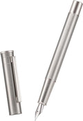 Hongdian 1861 Stainless Steel Fountain Pen Fine Nib, Classic Design Smooth Writing Pen with Converter and Metal Pen Case Set