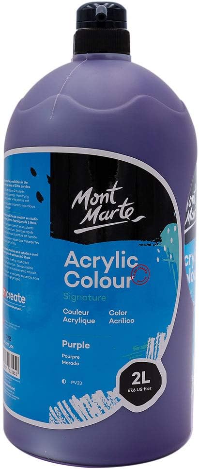 Mont Marte Discovery School Acrylic, Purple, 1/2 Gallon (2 Liter). Ideal for Students and Artists. Excellent Coverage and Fast Drying. Pump Lid Included.