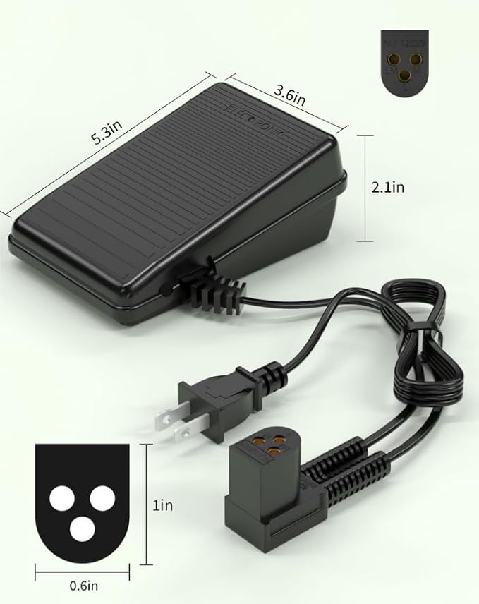Replacement Singer Foot Pedal and Power Cord 979314-031 Compatible with Singer Sewing Machine 2517C, 2950C, 3270C, 362095, 362095-001, 4325C, 4525C, 4620C, 4830C, 5050C