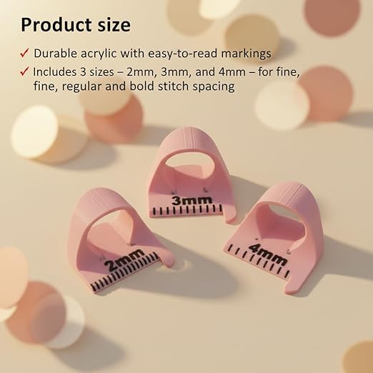 Edge Stitch Lock and Sewing Gauge-Sewing Gauge-Edge Sewing Lockranding Tool-Needle Gauge Quilting Ruler for Straight & Curved Seams for Beginners,Professional Sewers - 2/3/4 Mm, 3 Pcs,Plastic (Pink)
