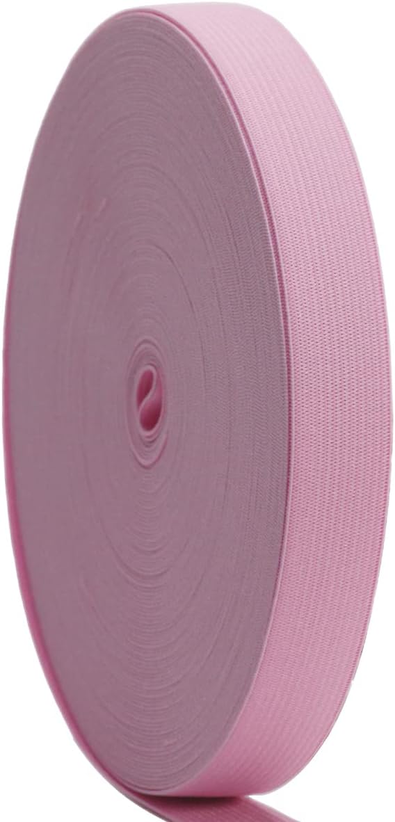 Pink Knit Elastic Band for Sewing 20mm 4/5 inch 40 Yards Flat High Elasticity Straps- Wide Stretchy Knit Elastic Bands for Pants-Waistband-Wigs-Bedspread-DIY Sewing Crafts