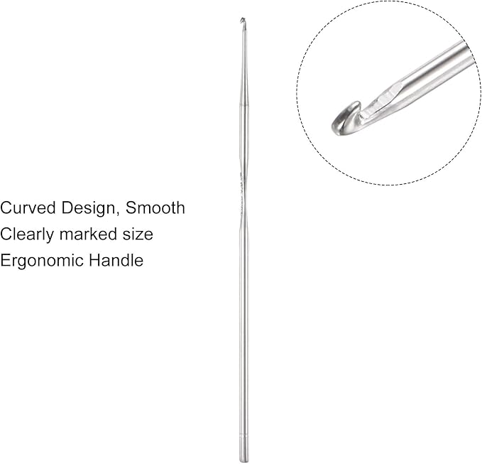 uxcell Stainless Steel Crochet Hook 0.85mm US Size 13 Knitting Needles for DIY Craft Yarn 10Pcs