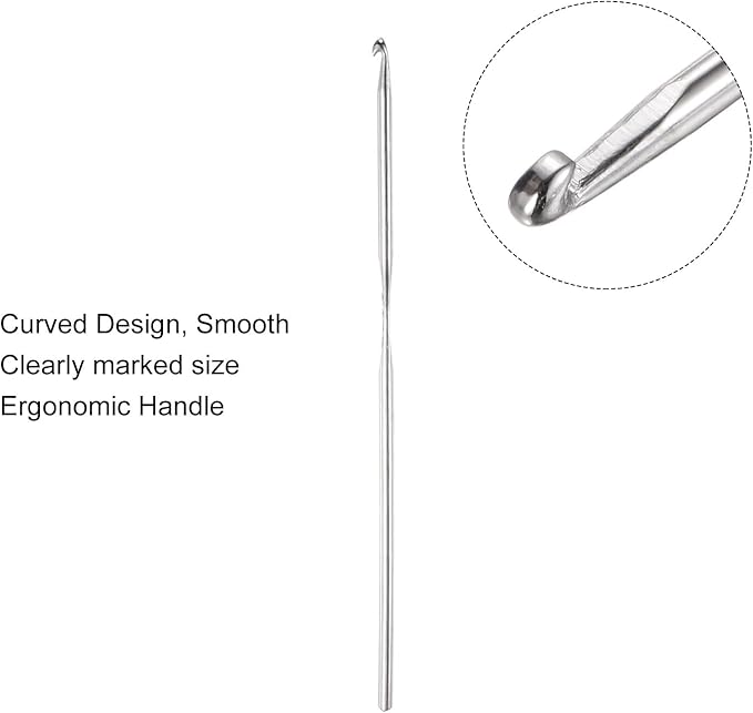 uxcell Stainless Steel Crochet Hook 2.5mm Knitting Needles for DIY Craft Yarn 10Pcs