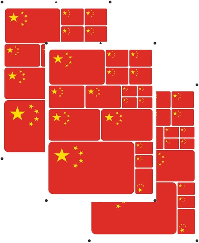 vmcoatdu China Flag Laser Printing Sticker 3 Pcs Decal in Multiple Sizes Stickers (Red China)
