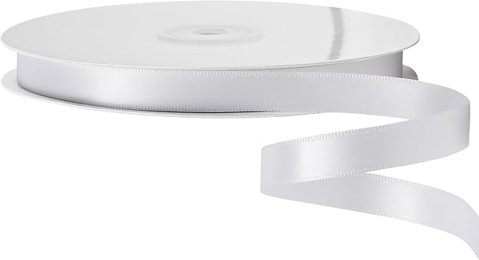 LIUYAXI White Satin Ribbon, Double Faced 1/2" X Continuous 25 Yards Ribbons Perfect for Gift Wrapping Bows Bouquet Wedding Craft and More