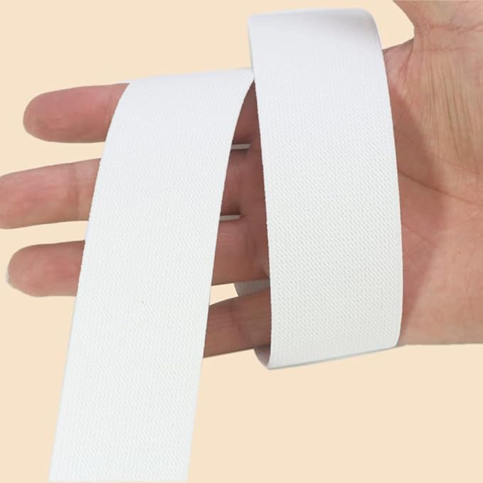 White Knit Elastic Band 1-1/2 inch 10 Yards 38mm Double-Side Twill Woven Elastic Heavy Stretch Straps Elastic Spool Band for Sewing Clothing Pants Waistband Wigs Skirts Craft DIY Projects