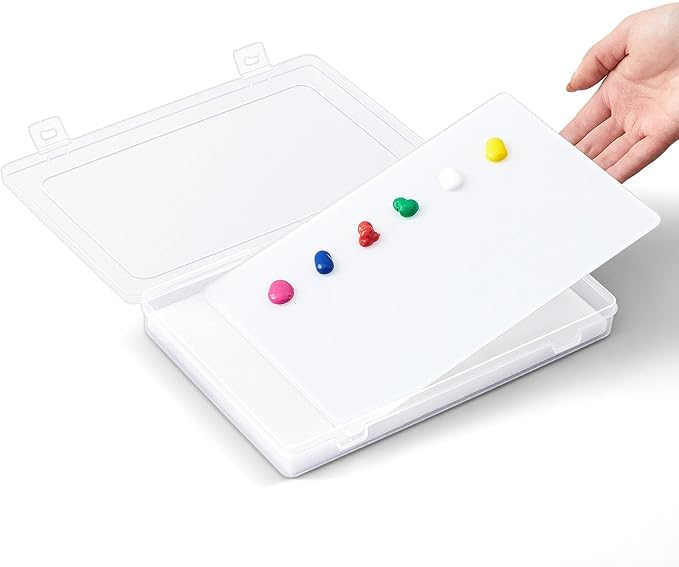 Nuanchu 2 Pcs Handy Glass Oil Paint Palette Included Airtight Stay Wet Palette Container and Tempered Glass, Keeps Paint Fresh, Ideal for Travel (10.24 x 6.8 Inches,White)