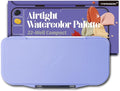 Transon Watercolor Palette Folding with Lid 18wells 2 Mixing Areas and 1 Large Mixing Tray Also for Gouache Acrylic Paint Palette Purple Color