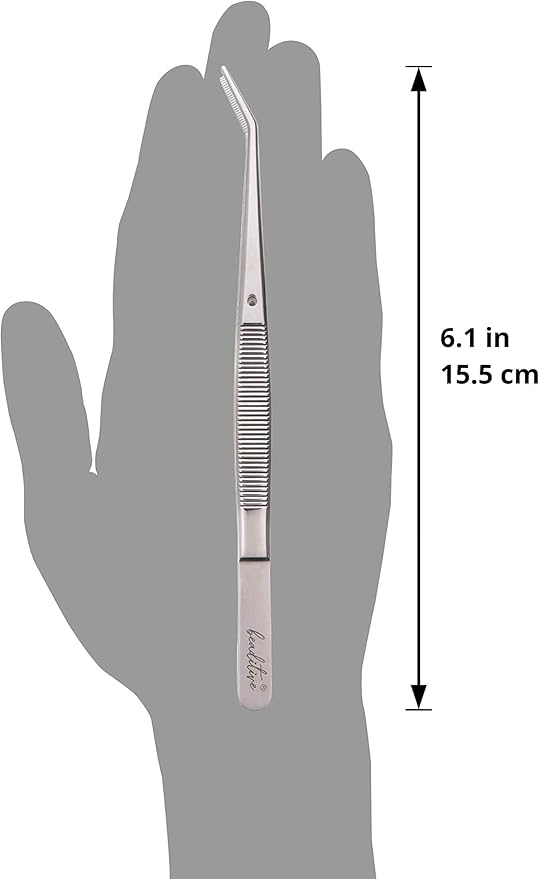 Beaditive 6-inch Sewing Machine Tweezers Set (3-PC) Serrated Bent Tips | Professional Grade, High Precision | Stainless Steel