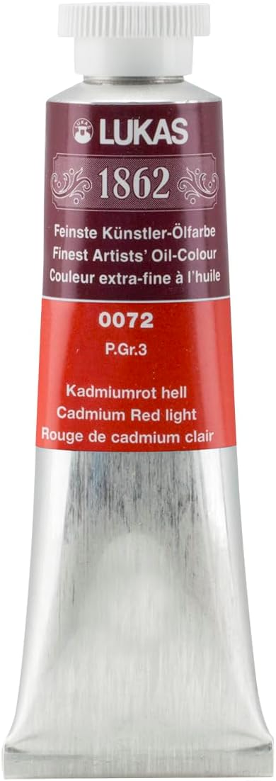 Lukas 1862 Professional German Oil Paint, Cadmium Red Light 37 mL - w/Beeswax & Non-Yellowing Sunflower Oil, Short Drying Time, Smooth, Outstanding Lightfastness