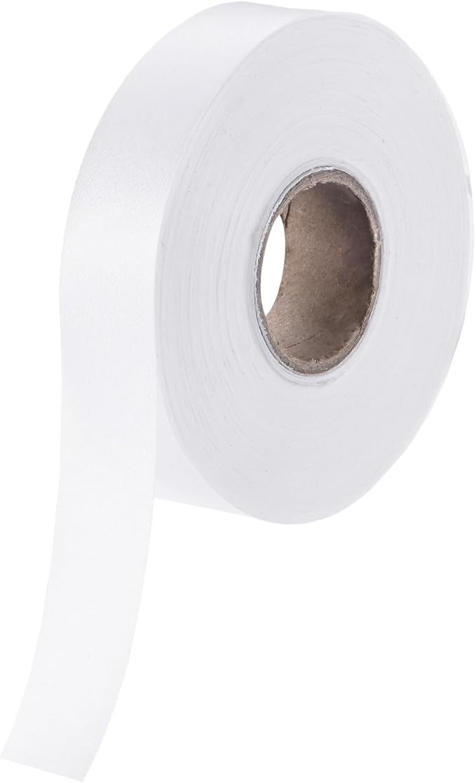 M METERXITY 1-Pack Extra Wide Single Fold Bias Tape, 1 Inch x 55 Yards Satin Bias Tape for Sewing/Seaming/Quilting/Hemming/DIY Crafts/Quilt Binding [White]