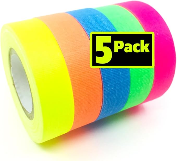 Gaffer Power Spike Tape | USA Made Gaffers Tape | 5 Bright Neon Gaffer Tape Colors | No Residue | Marking | Labelling | Weather Resistant | Better Than Duct Tape