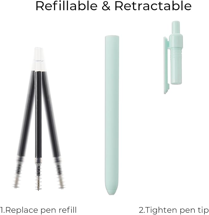 Y YOMA 4 Pcs Fine Point 0.5mm Gel Pen Black Ink Retractable Ballpoint Pen Smooth Writing Quick Dry Gel Pens Cute Aesthetic Pen Pastel Refillable Pen for School Home Office Supplies, Teal Blue