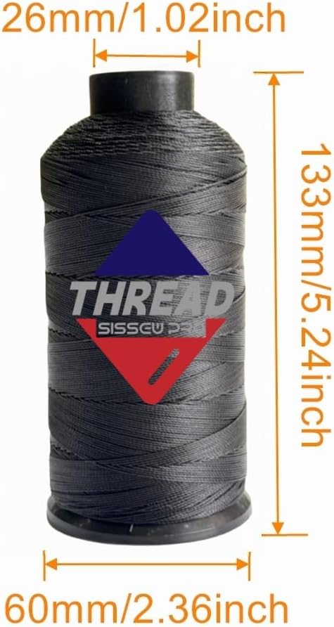Sissewpro Bonded Nylon Thread 138 Upholstery Thread Heavy Duty for Sewing Machine Strong Black Threads for Leather Crafts Furniture Cusion,Boats Car Cover Seats,Canvas,Tex135, 4oz 750yds (2, Black)