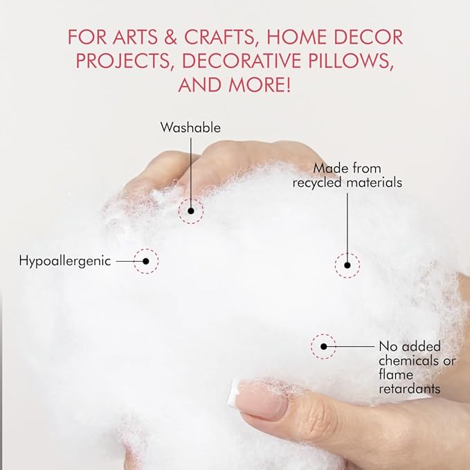 Fairfield The Original Poly-Fil, Premium Polyester Fiber Fill, Soft Pillow Stuffing, Stuffing for Stuffed Animals, Toys, Cloud Decorations, and More, Machine-Washable Poly-Fil Fiber Fill, 5 lbs. Box