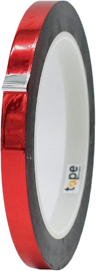 MAT Metalized Polyester Mylar Film Tape, Red - 3/8 inch x 72 yds. Decor Tape for Detailing Accent Wall, Graphic Arts, Car and Boat Trim - Vibrant Mirror Like Finish