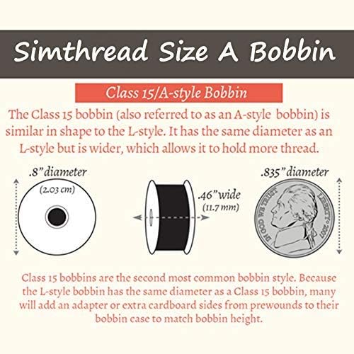 Simthread 144pcs White 90 Weight WT(60S/2) Prewound Bobbins Thread Size A Class 15 Plastic Sided Compatible with Brother Babylock Embroidery Thread Sewing Thread Machine DIY