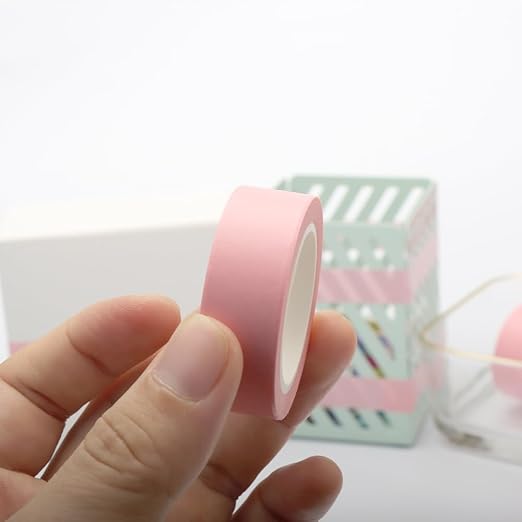 NatSumeBasics Pastel Washi Tape Solid Pink Washi Tapes 2 Pcs 32 Ft. Decorative Masking Tape Self-Adhesive Duct Craft Tapes for Packaging Decor Journals Scrapbooks Planners DIY Gift (Pink)