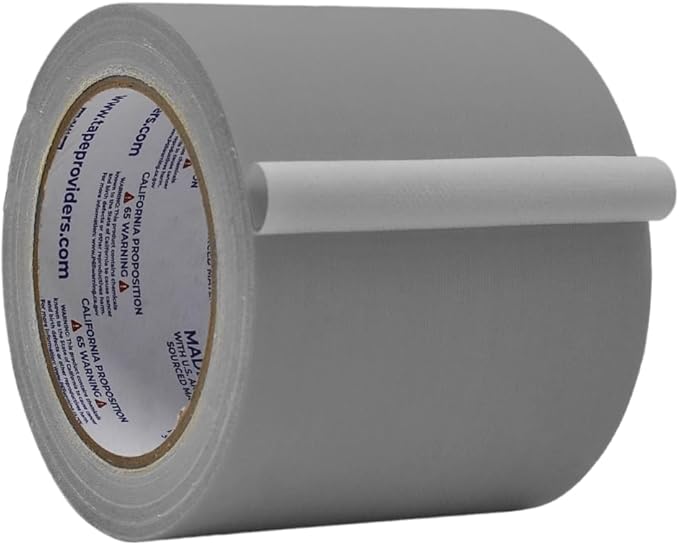 WOD GTC12 Gaffer Tape, Gray Low Gloss Finish Film, 4 inch x 60 ft. Residue Free, Non Reflective Cloth Fabric, Secure Cords, Water Resistant, Photography, Filming Backdrop, Production