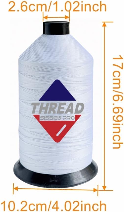 Sissewpro 16oz 207 Bonded Nylon Thread for Sewing Machine Leather Stitching Repair, T210 Thick Nylon White Sewing Thread for Upholstery Heavy Duty, Saddles,Furniture, Awnings, #207 Tex210 2000yds
