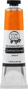 Tusc & Pine Artist Oil Paint - Cadmium Orange, 40 ml, Non-Yellowing, Rich & Creamy Consistency, Maximum Pigment Load, Small Batch Milled Oil Paints Made in the USA for Professional Artists
